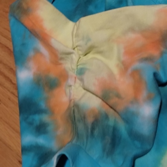 NWT AFRM teal yellow tie-dye tank top w ruched shoulders Sz XS - Picture 4 of 11
